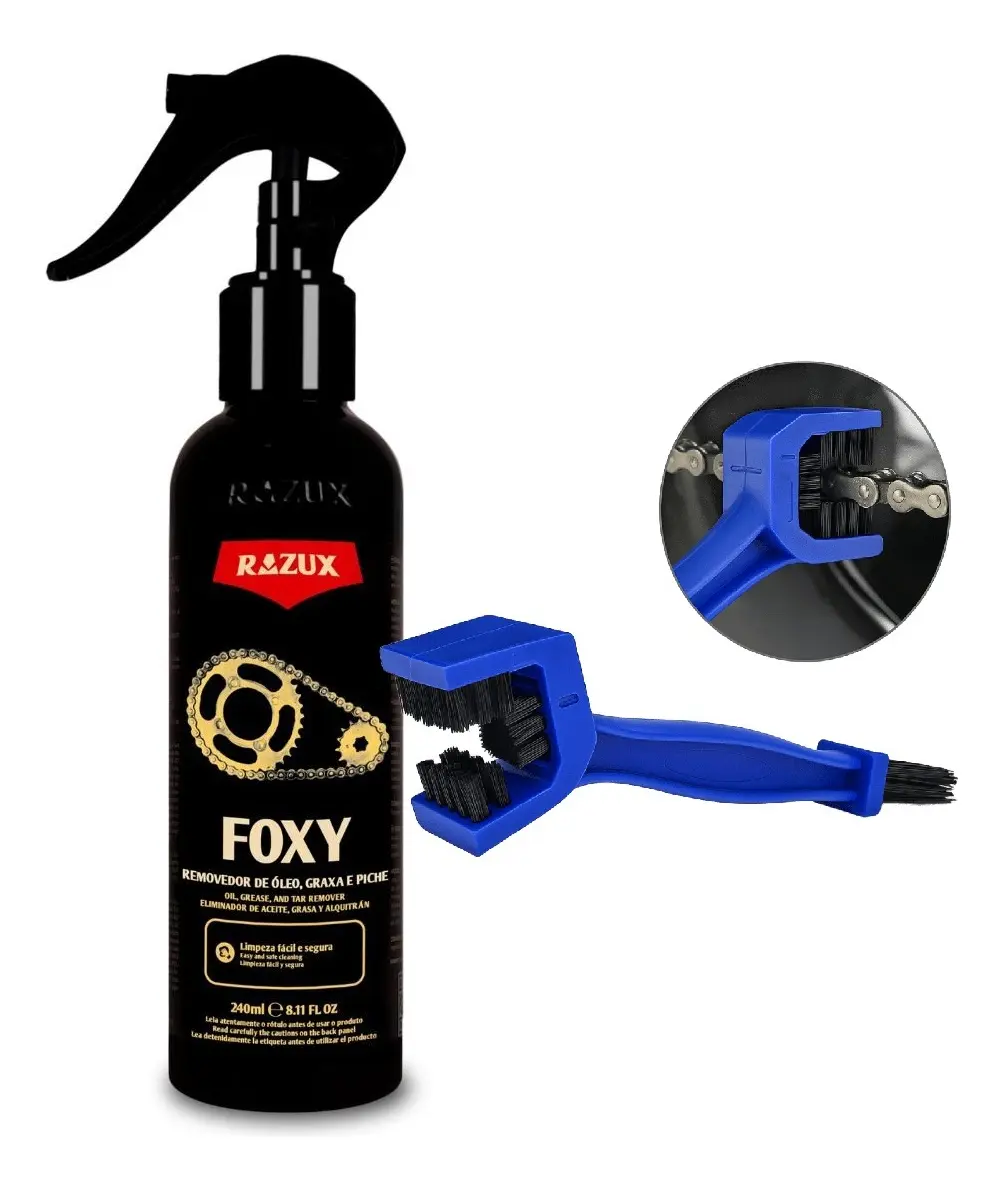 Foxy 240ml + Escova: O Segredo para uma Corrente de Bike Impecável e Duradoura